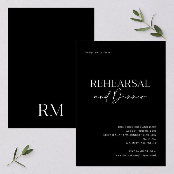 Modern Contrast Rehearsal Dinner Invitations Midnight Signature Blank Standard