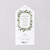 Eucalyptus Frame All-in-One Wedding Invitations Pure White Signature Light Both Recipient and Return Addresses No