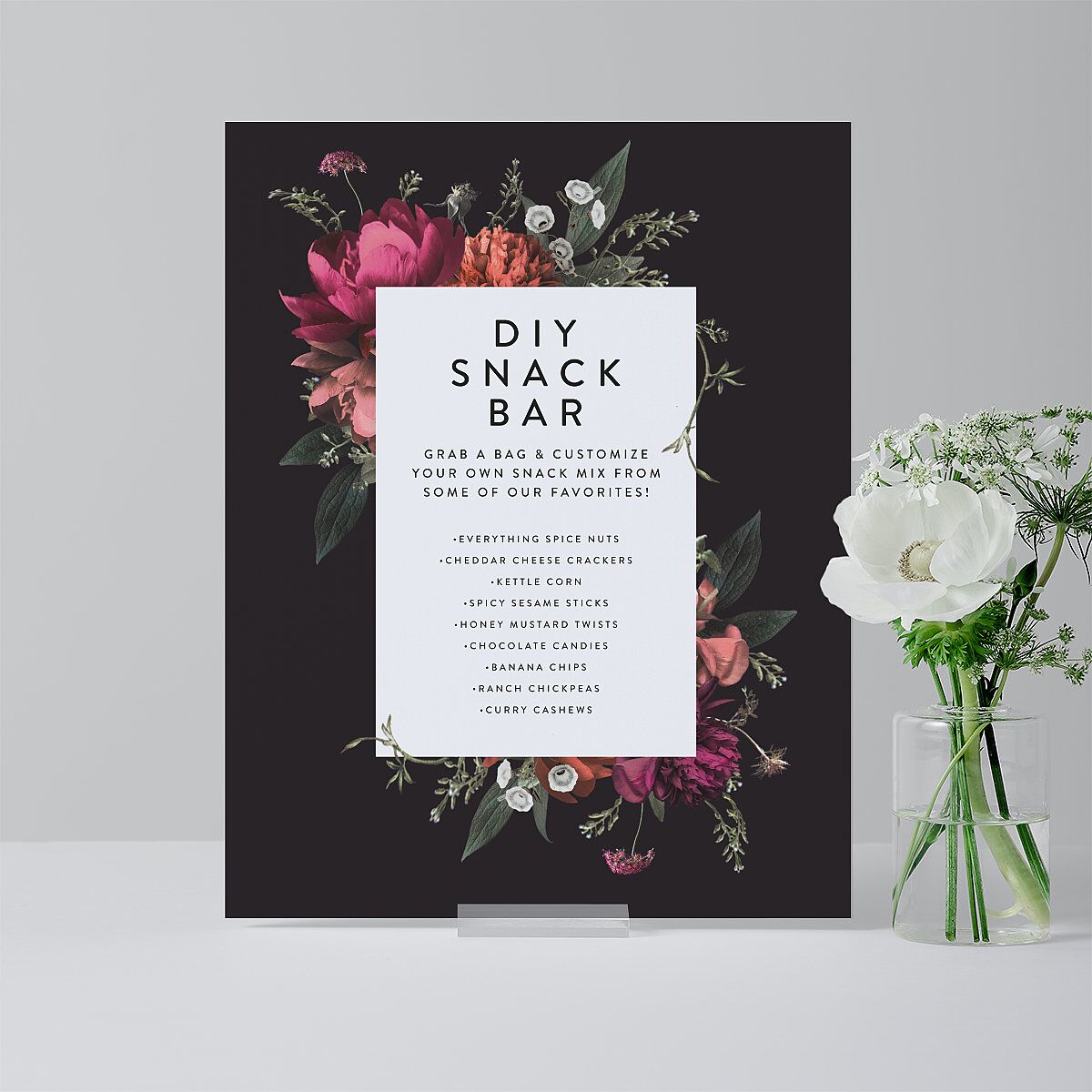 Blooming Botanical Standard Favor Tabletop Sign Small Midnight Standard Indoor Foam Core S Tabletop Favor