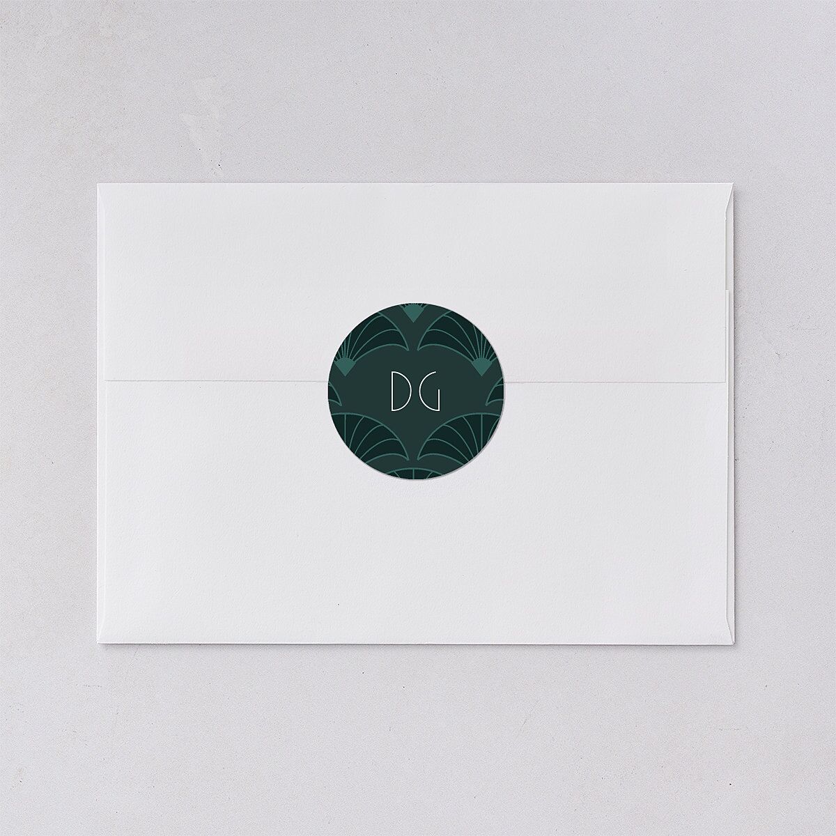 Gatsby Deco Arch Wedding Stickers Dark Emerald Circle
