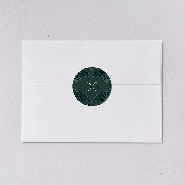 Gatsby Deco Arch Wedding Stickers Dark Emerald Circle