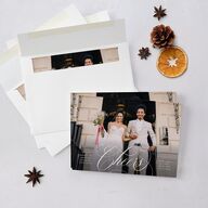 Elegant Cheer Holiday Cards Pure White Signature Blank Landscape Standard