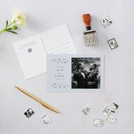 Timeless Floral Photo Thank You Postcards Dusty Blue