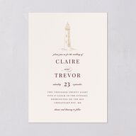 Elegant Lighthouse Foil Wedding Invitations Gold Maroon Signature Blank No Standard