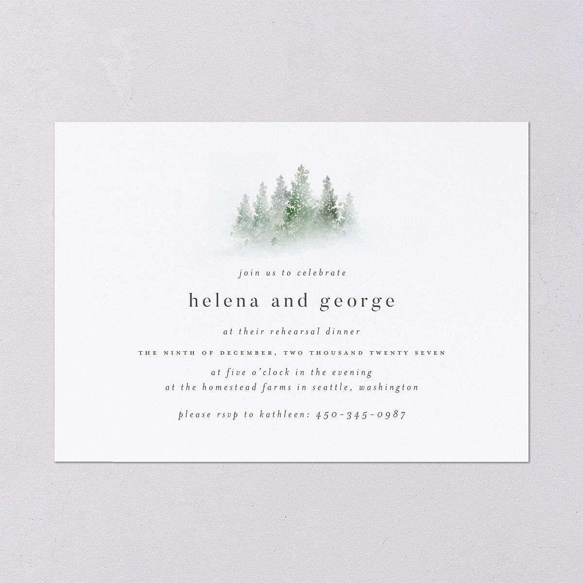 Mountain Mist Rehearsal Dinner Invitations — view 2