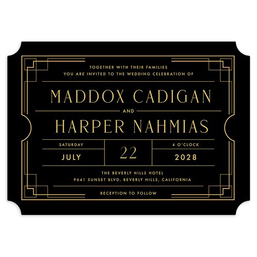 Vintage Hollywood Wedding Invitations Licorice Signature Blank No Ticket