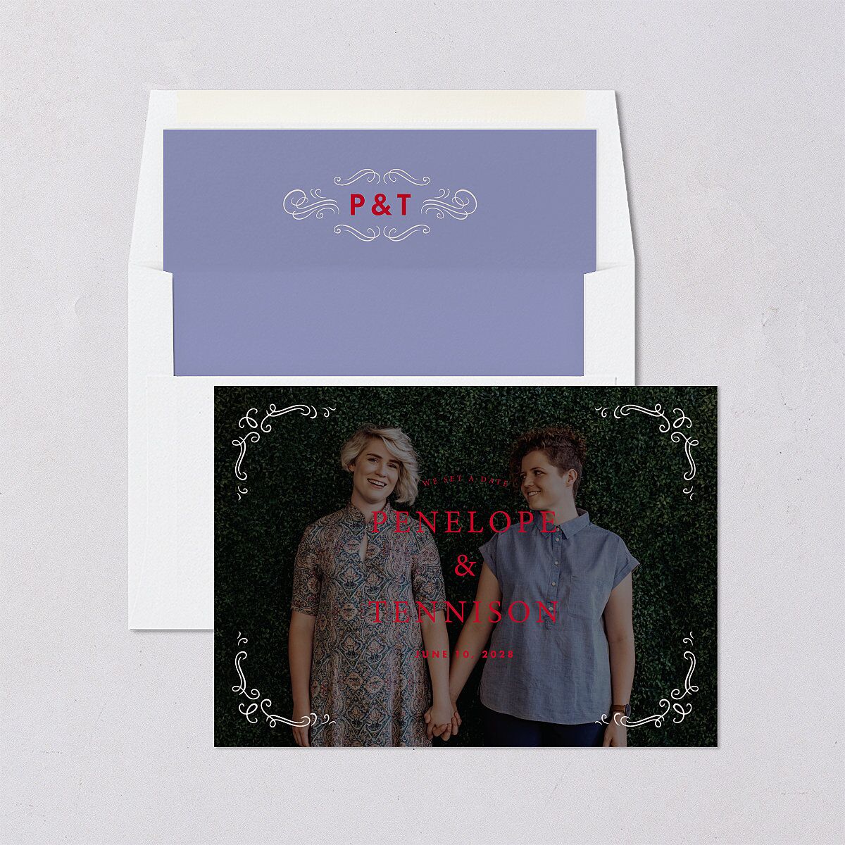 Cinematic Save the Date Cards Lily Signature smooth Blank No Standard