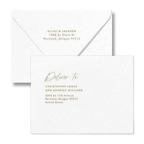 Scripted Arch Thank You Card Euro Envelopes Linen White Recipient Address Luxe Signature