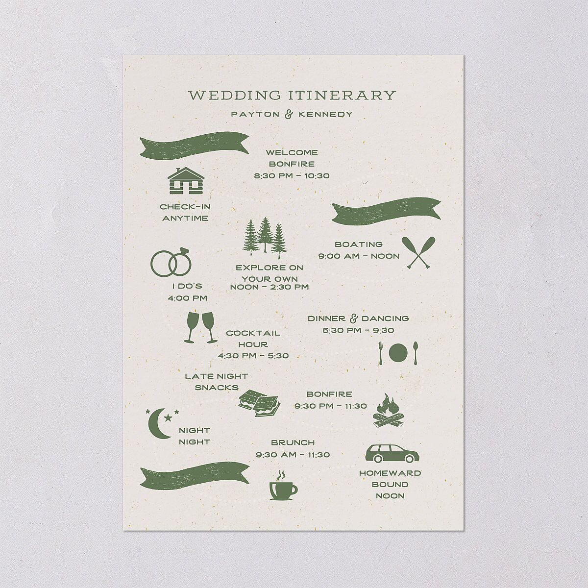 Happy Campers Wedding Invitations Deep Olive Signature Blank No
