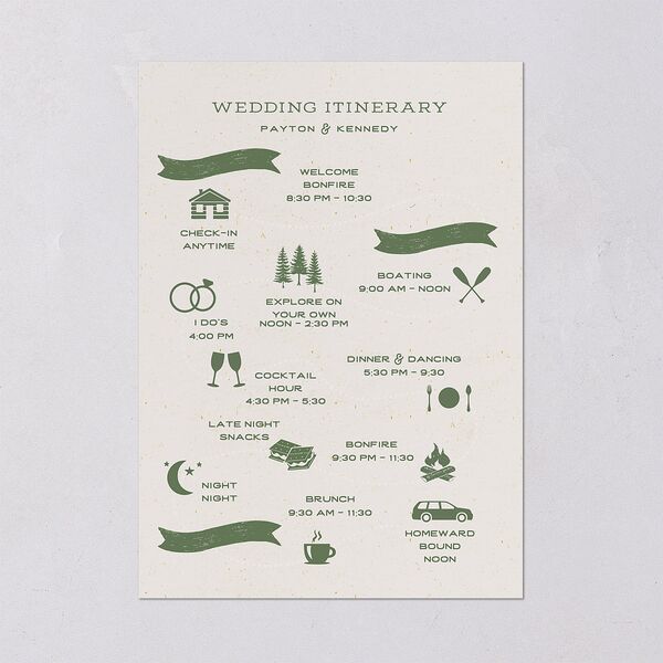 Happy Campers Wedding Invitations Deep Olive Signature Blank No