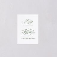Elegant Rose Crest QR Code RSVP Cards Deep Olive Signature Standard