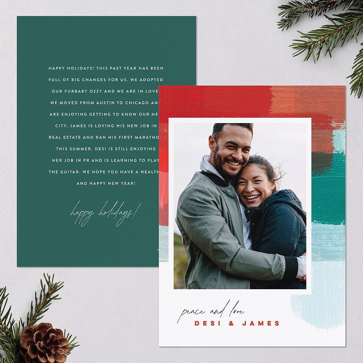 Painted Holiday Holiday Cards Red Clay Signature Blank Standard Portrait