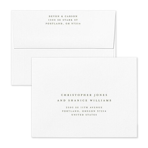Elegant Photo Sidebar Thank You Card Envelopes Moss White Recipient Address Signature Standard