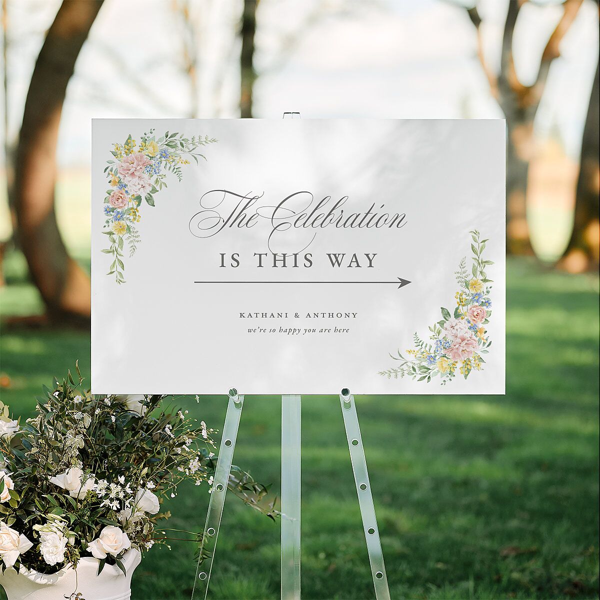 Glamorous Regency Garden Standard Direction Sign Large by Bridgerton Sage Standard Indoor Foam Core L Direction