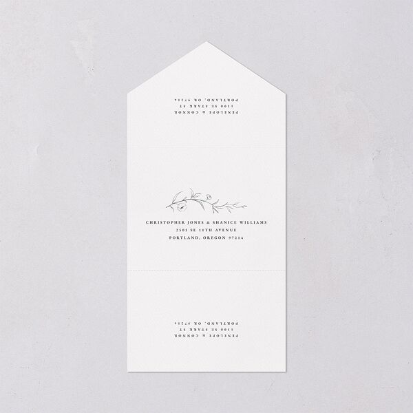 Graceful Botanical All-in-One Wedding Invitations Shadow Gray Signature Light Both Recipient and Return Addresses No