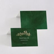Emerald Forest Foil Place Cards Gold Hunter Green Signature