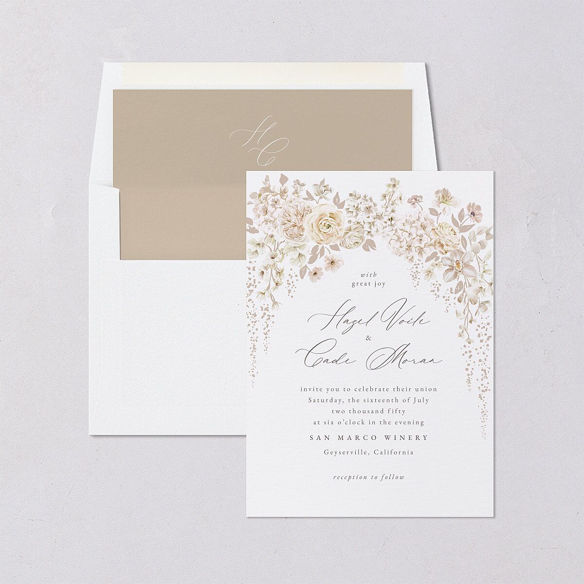 Luxury Floral Archway Envelope Liners Dijon Standard