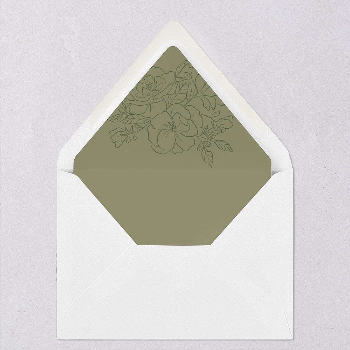 Vintage Botanical Sketch Euro Envelope Liners Dark Camo Luxe