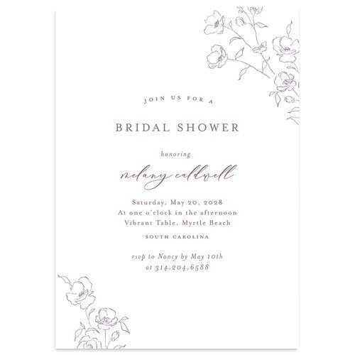 Floral Adornment Bridal Shower Invitations Purple Haze Signature Blank Standard