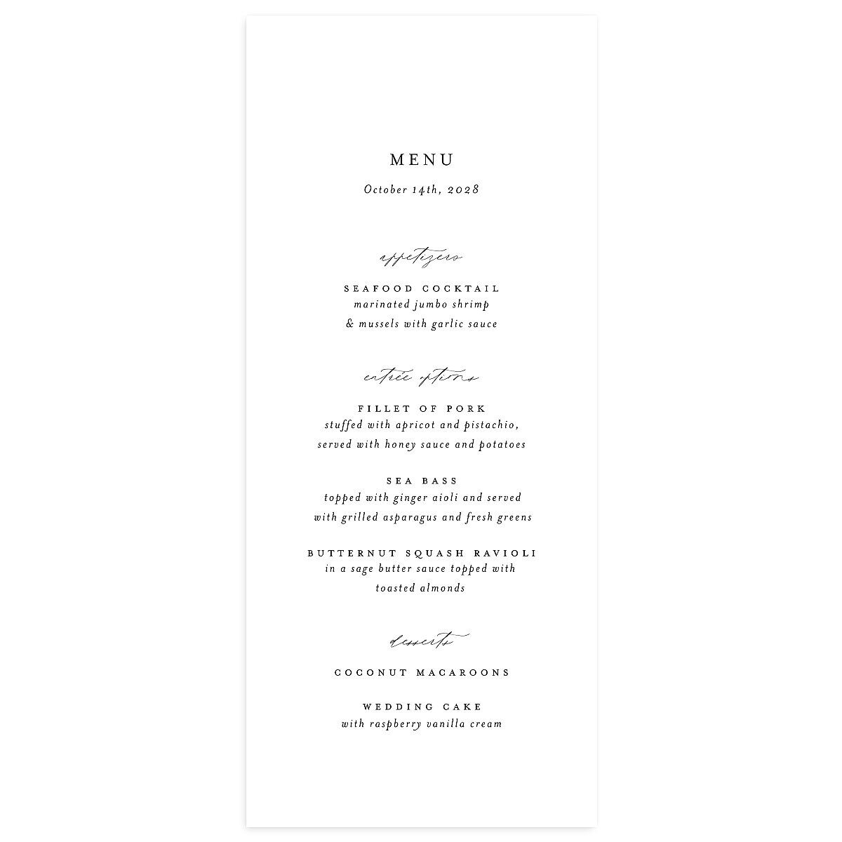 Shining Leaves Menus