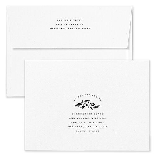 Rustic Kingdom Wedding Invitation Envelopes White Licorice Both Recipient and Return Addresses Standard Signature