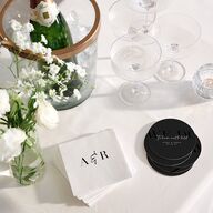 Modern Vow Coasters Charcoal Cardboard Circle