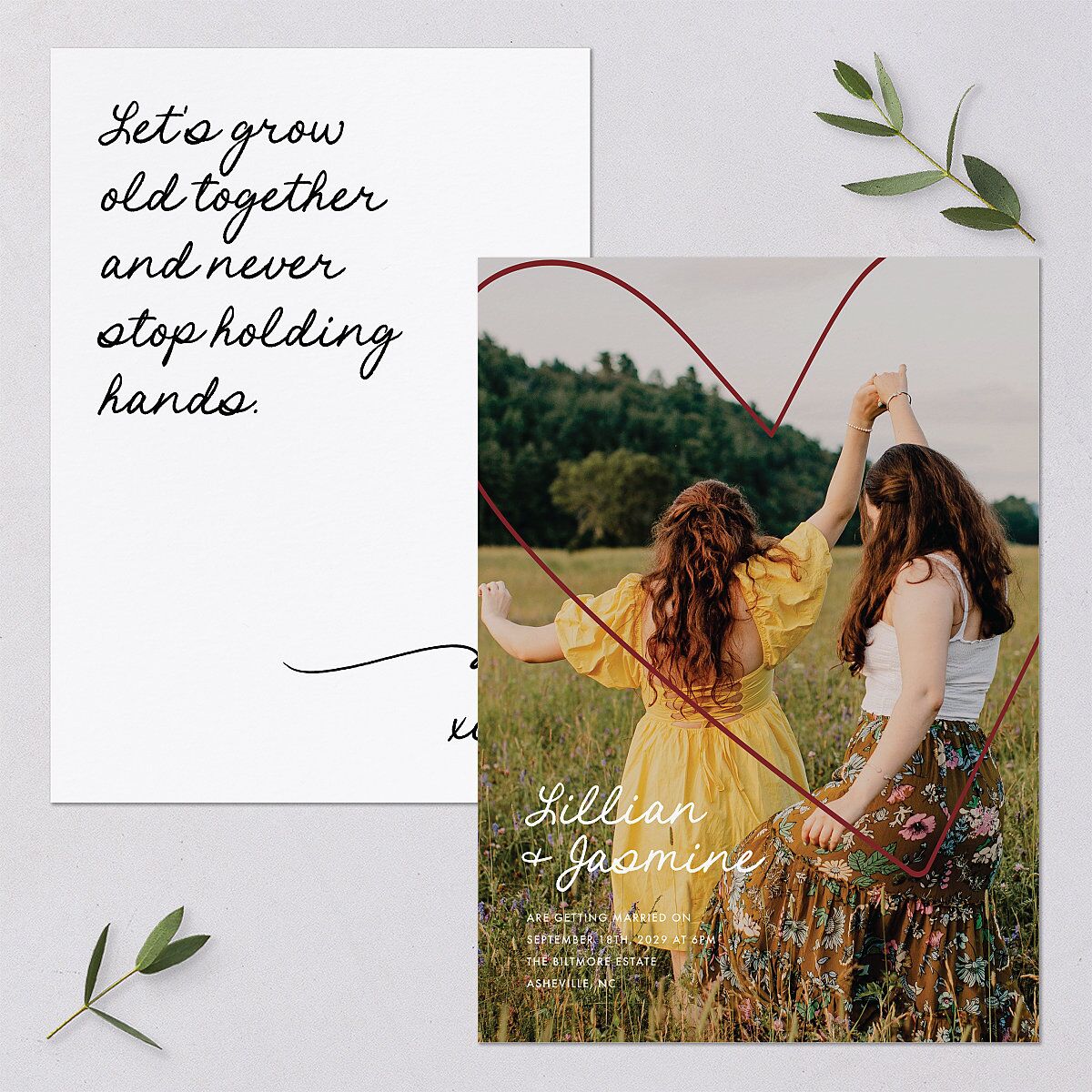 Hand Drawn Heart Photo Wedding Invitations Maroon Signature Blank No Standard