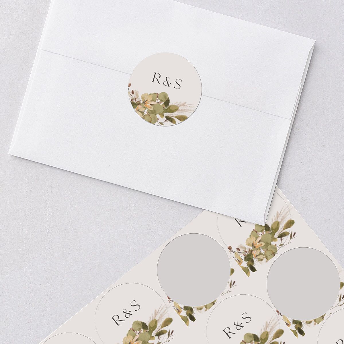 Eucalyptus Edges Wedding Stickers Thyme Circle