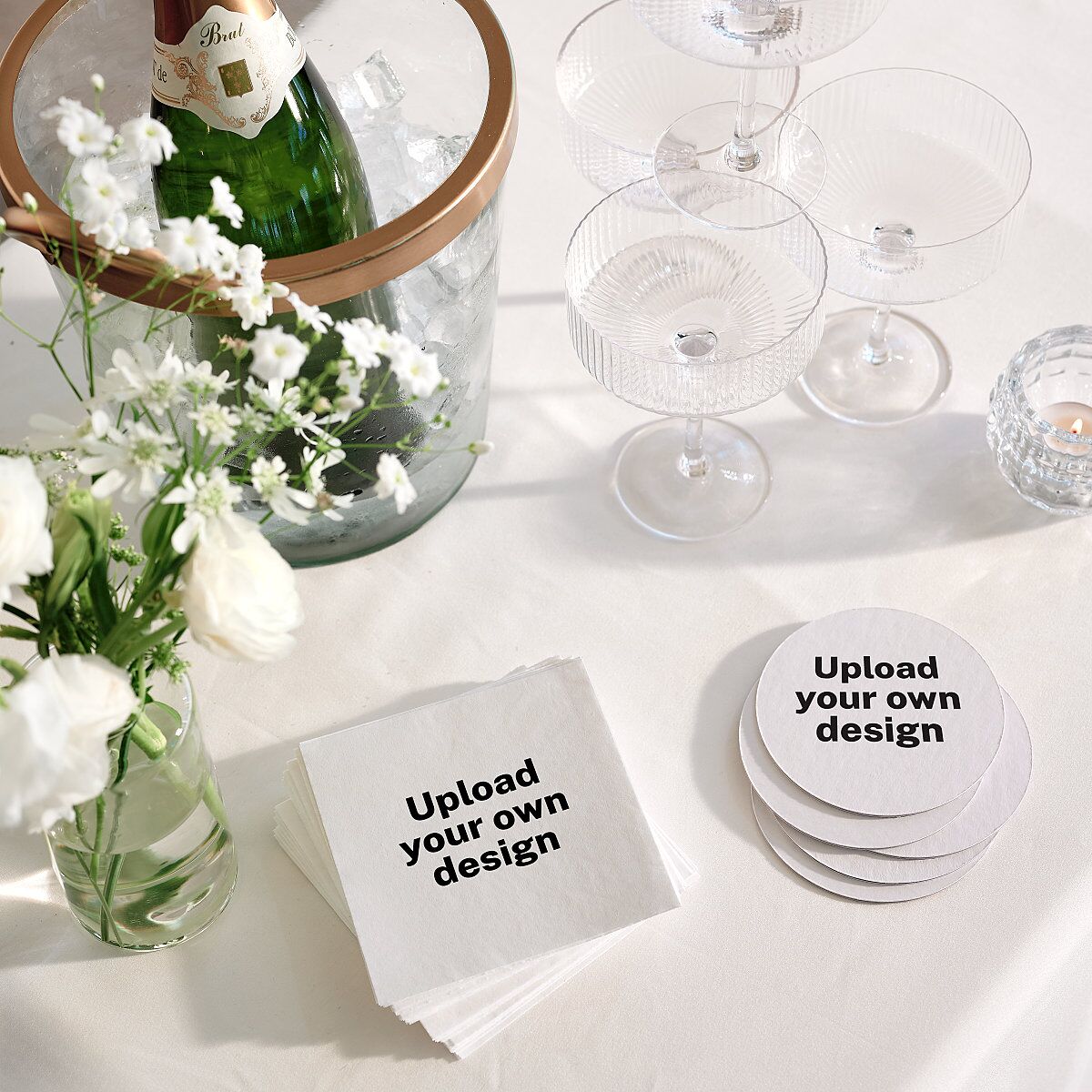 Upload Your Own Design Portrait Photo Cocktail Napkins Pure White Napkin Uncoined