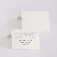 Formal Opulent Frame Foil Place Cards Pure White Silver Signature