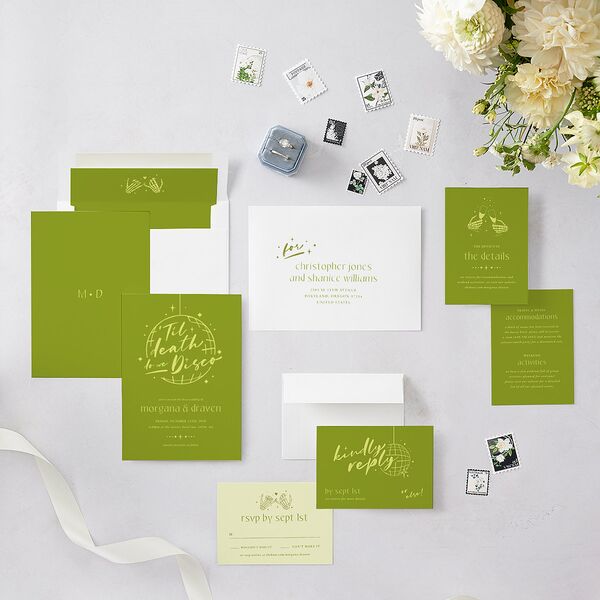 Til Death Do We Disco Wedding Invitations Pear Signature Blank No Standard