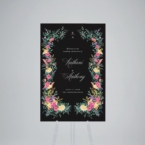 Glamorous Regency Garden Standard Welcome Sign Large by Bridgerton Midnight Standard Indoor Foam Core L Welcome