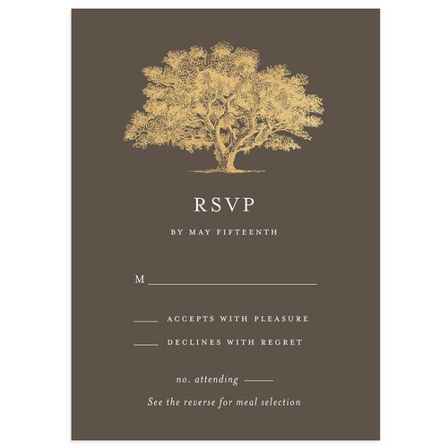 Southern Oak Tree Foil Wedding Response Cards Gold Falcon Signature Standard