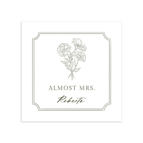 Fresh off the Market Garden Vintage Botanical Sketch Bridal Shower Cocktail Napkins Dark Camo Napkin Uncoined