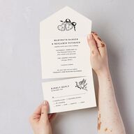 Hand Drawn Vintage Locket All-in-One Wedding Invitations Linen Signature Light Both Recipient and Return Addresses No