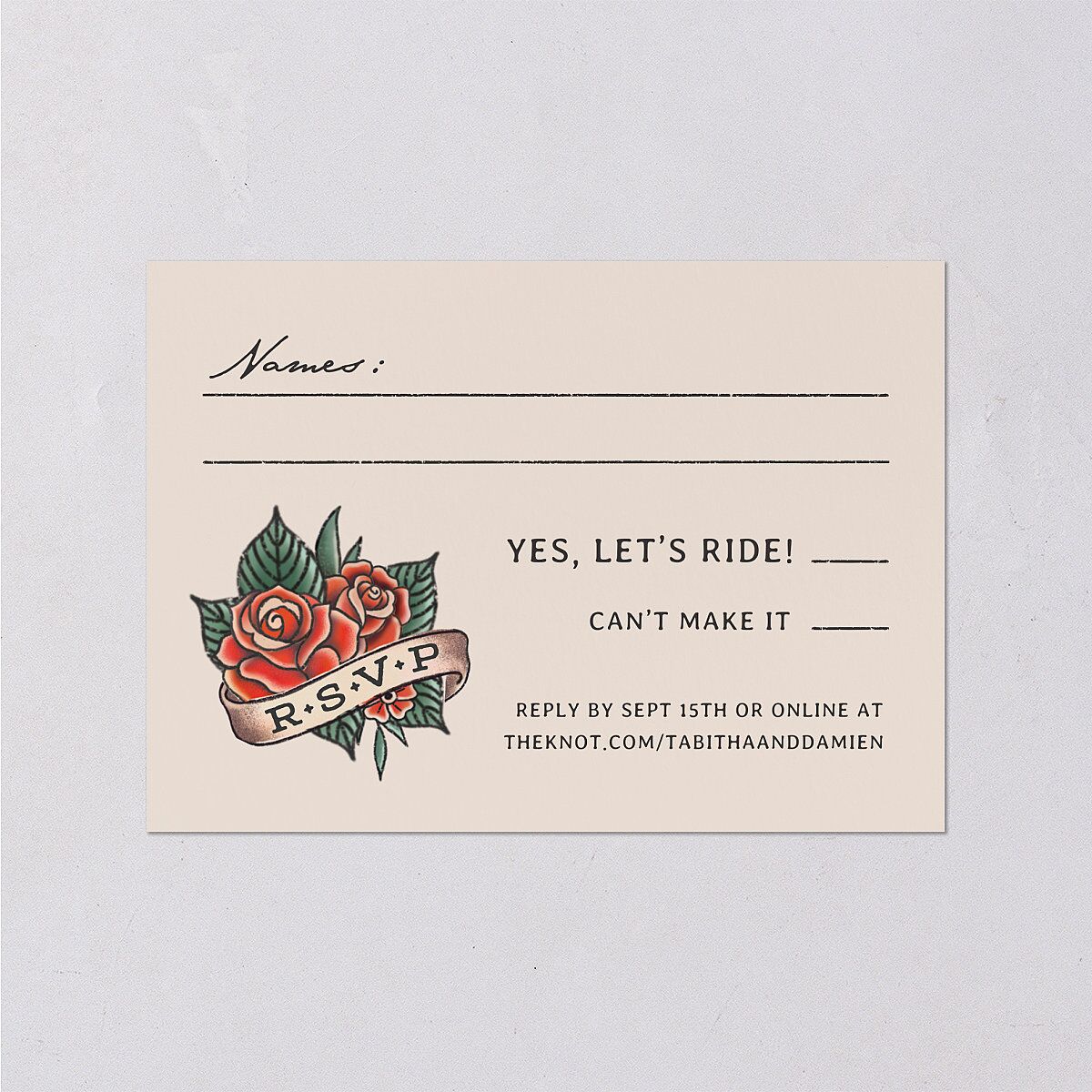 Til Death Tattoos Wedding Response Cards Linen Signature Standard