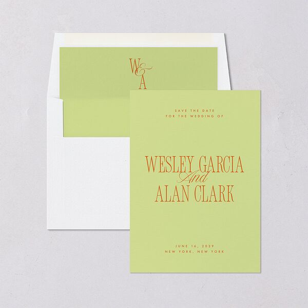 Hollywood Type Save the Date Cards Avocado Signature smooth Blank No Standard