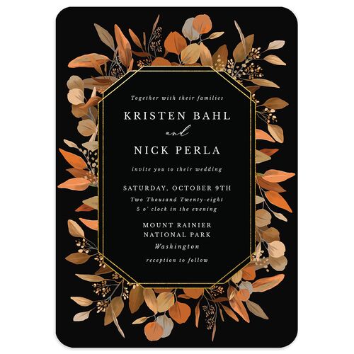 Eucalyptus Frame Wedding Invitations Walnut Signature Blank No Rounded