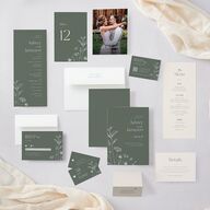 Simple Modern Wildflowers Thank You Cards Deep Olive