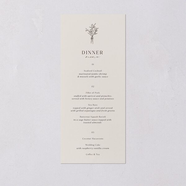 Simple Boho Flowers Menus Champagne Signature