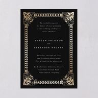 Medieval Elegance Wedding Invitations Gold Midnight Signature Blank No Standard