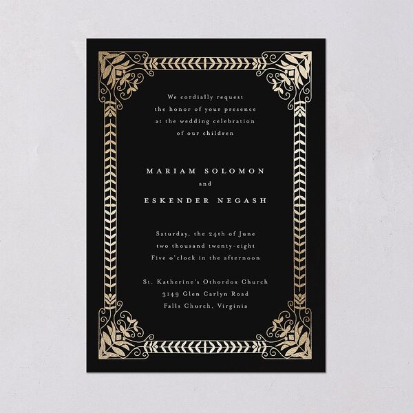 Medieval Elegance Wedding Invitations Gold Midnight Signature Blank No Standard