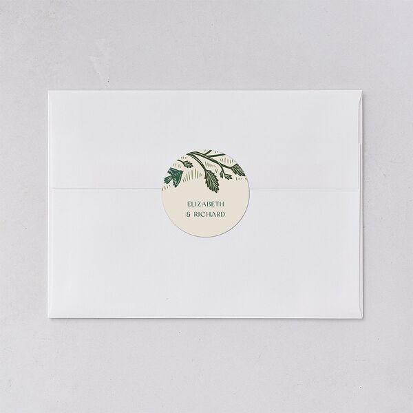 Woodland Whimsy Wedding Stickers Hunter Green Circle