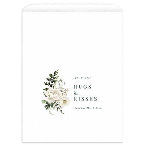 Floral Fern Frame Favor Bags White Moss Wax-Lined Food Safe Paper