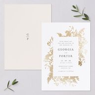 Glistening Garden Wedding Invitations Gold Linen Signature Blank No
