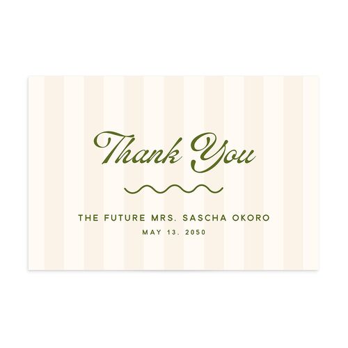 Cabana Stripes Bridal Shower Thank You Postcards Olive