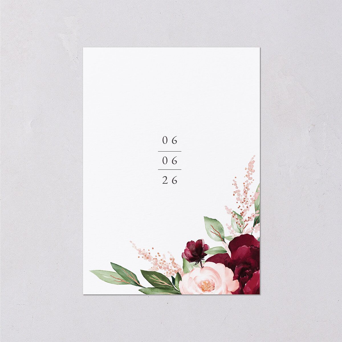 Beloved Floral Foil Wedding Enclosure Cards Rose Gold Dark Berry Signature Standard