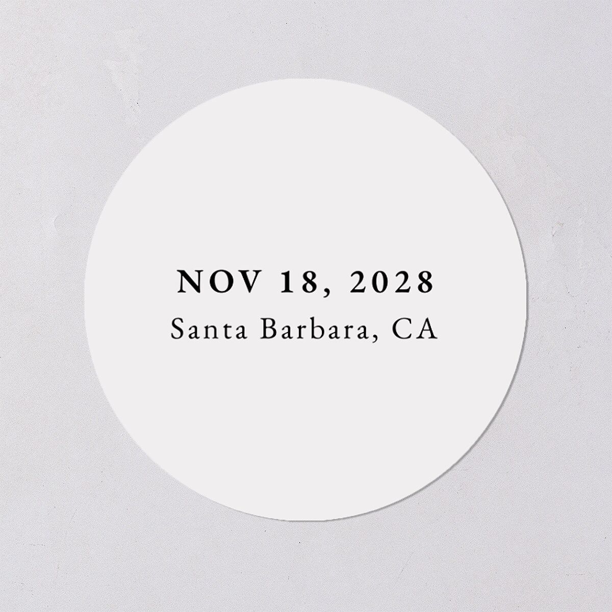 Vertical Names Wedding Stickers Pure White Circle