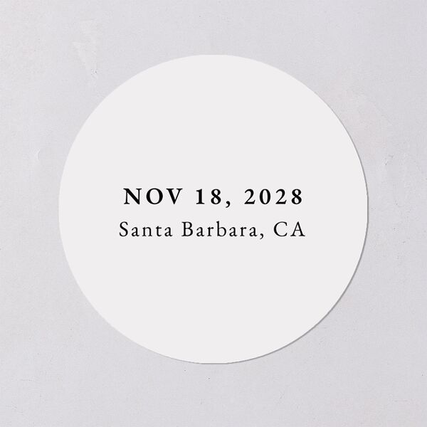 Vertical Names Wedding Stickers Pure White Circle