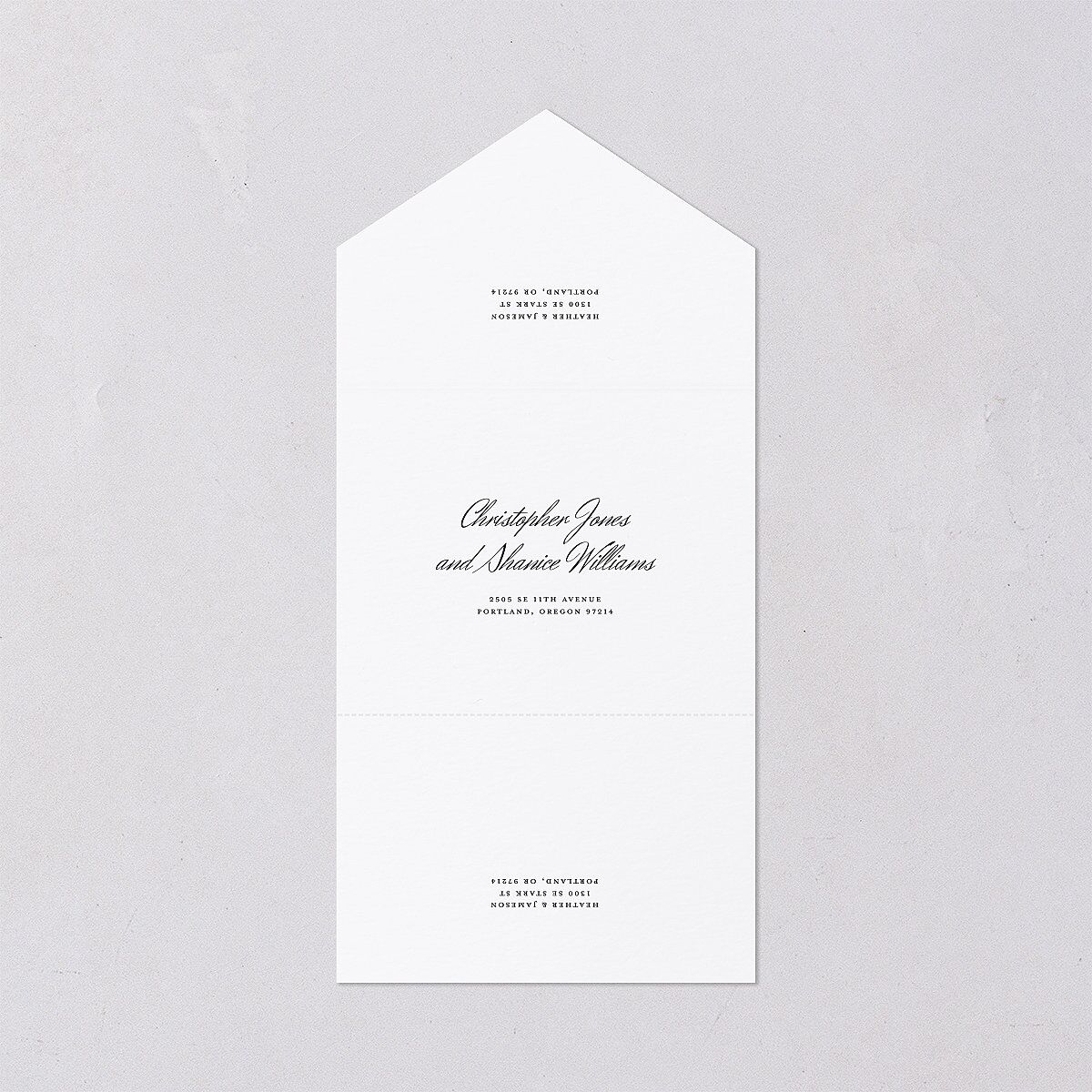 Elegant Swans All-in-One Wedding Invitations Ivory Signature Light Both Recipient and Return Addresses No